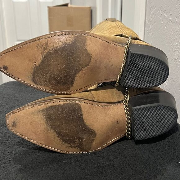 🔥🔥 Brown ABILENE SAGE Soft Leather Snip Toe Chain Western Boots - EXCELLENT - Picture 10 of 13